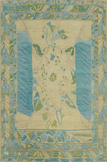 Vegetable Dye Wool Oushak Turkish Area Rug 9x12