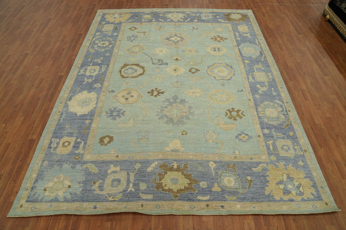 Vegetable Dye Wool Oushak Turkish Area Rug 9x12