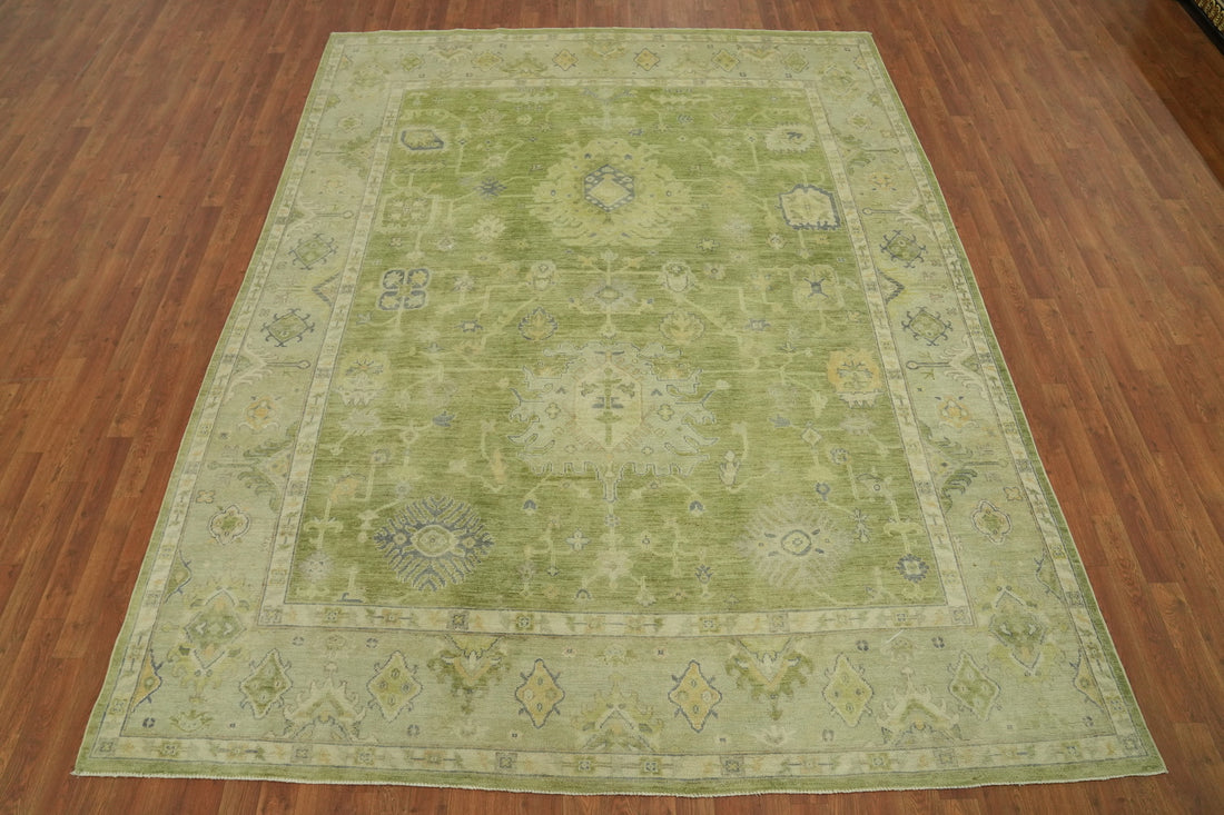 Handmade Green Oushak Vegetable Dye Area Rug 8x10