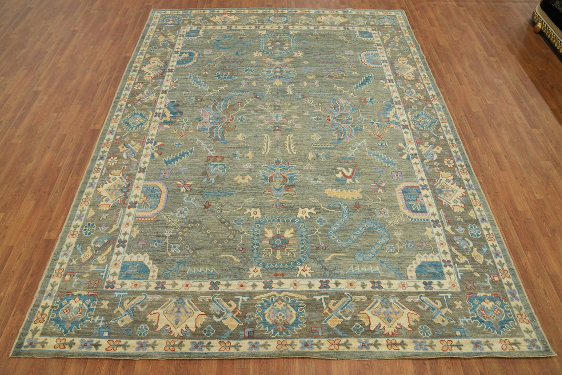 Handmade Gray Oushak Vegetable Dye Area Rug 9x12