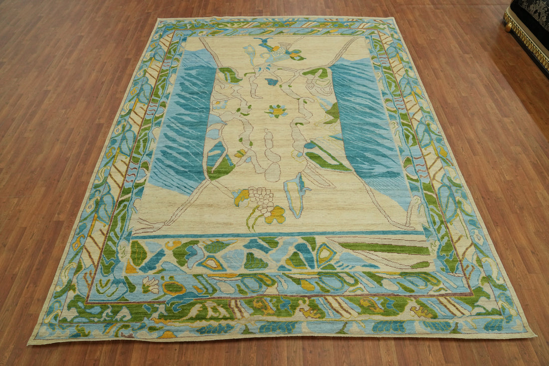 Vegetable Dye Wool Oushak Turkish Area Rug 9x12