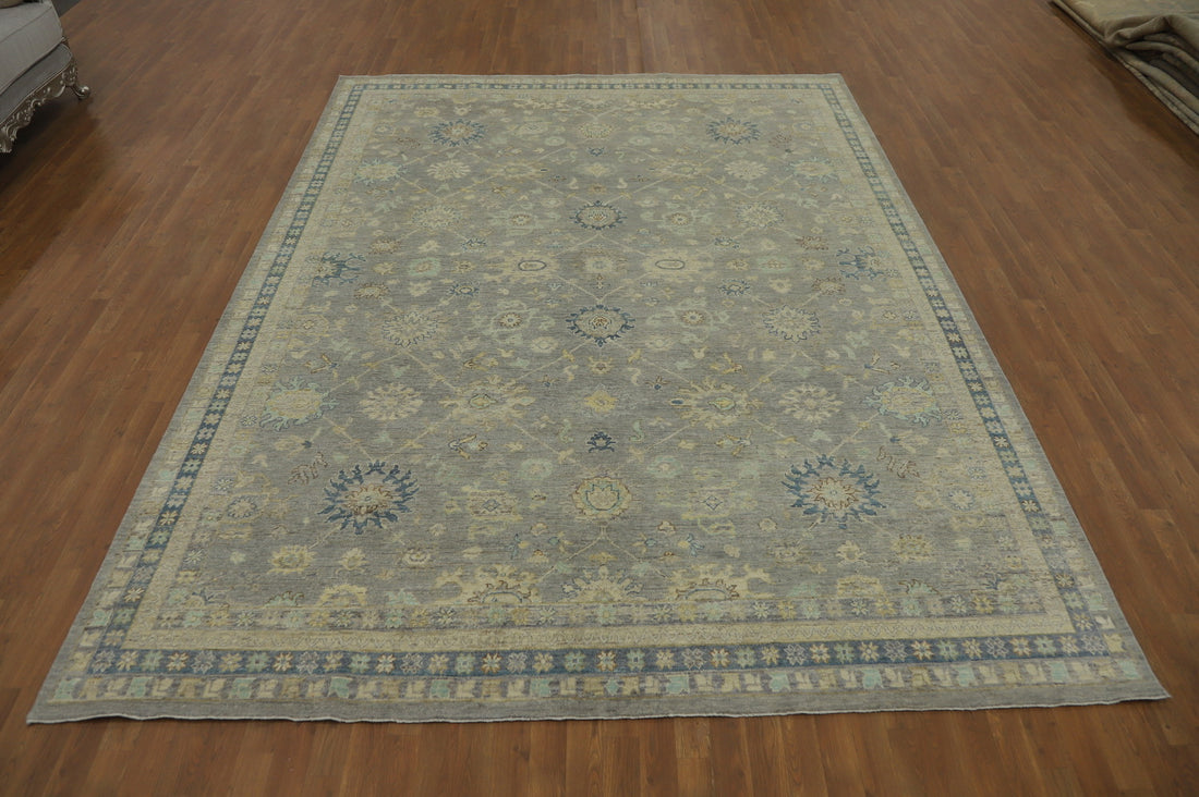 Handmade Gray Oushak Vegetable Dye Area Rug 9x12