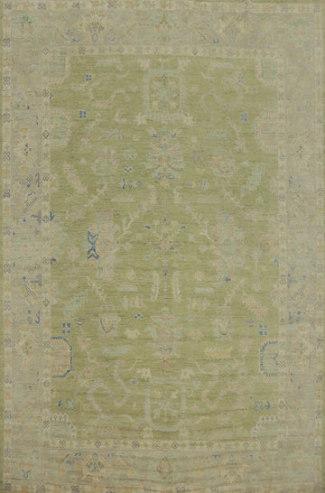 Vegetable Dye Green Oushak Turkish Area Rug 9x12