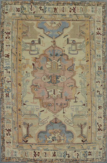 Vegetable Dye Wool Oushak Turkish Area Rug 9x12