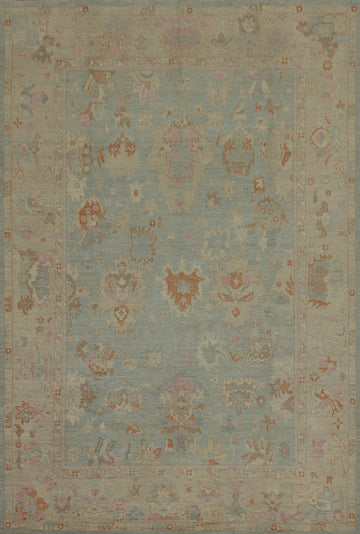 Handmade Wool Oushak Vegetable Dye Large Rug 10x14