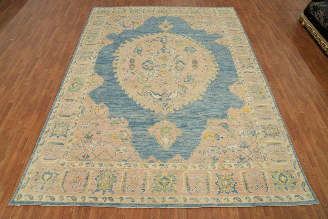 Vegetable Dye Wool Oushak Turkish Area Rug 10x13