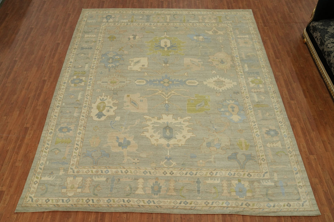 Vegetable Dye Wool Oushak Turkish Large Rug 12x15