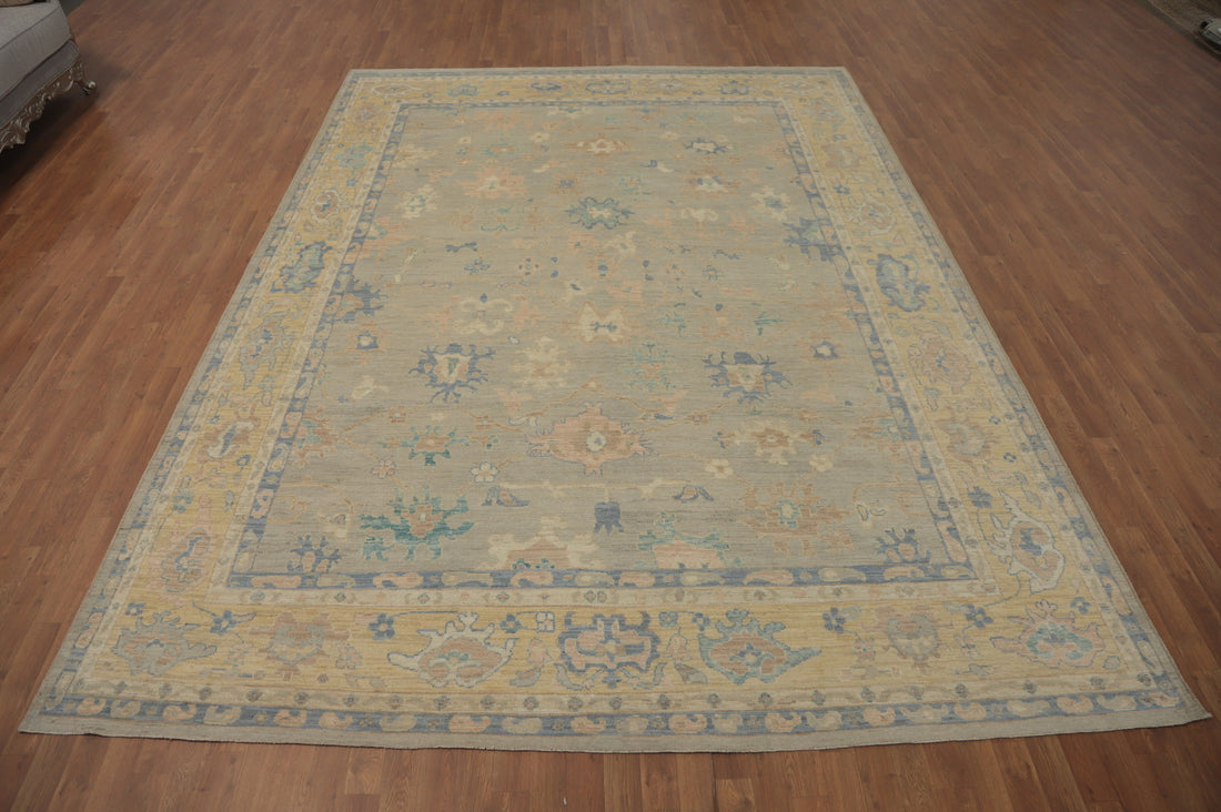 Vegetable Dye Wool Oushak Turkish Area Rug 9x12
