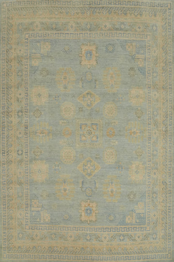 Vegetable Dye Blue Oushak Turkish Area Rug 8x11