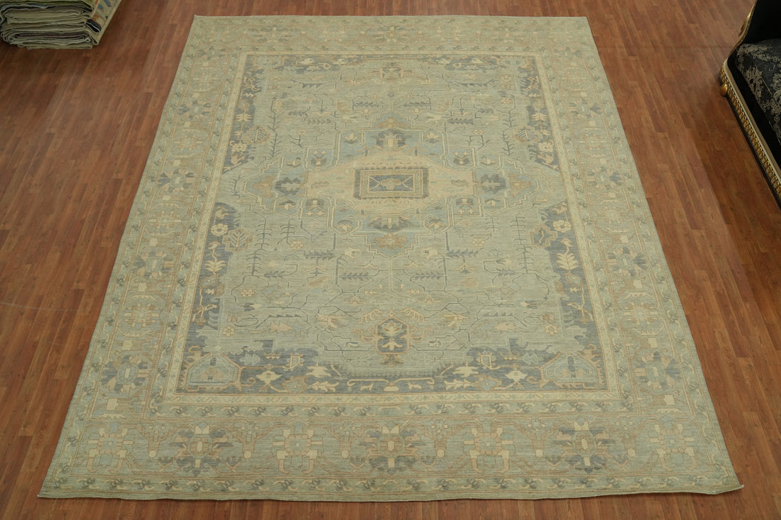 Vegetable Dye Wool Oushak Turkish Large Rug 12x15