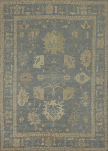 Handmade Floral Oushak Vegetable Dye Large Rug 12x14
