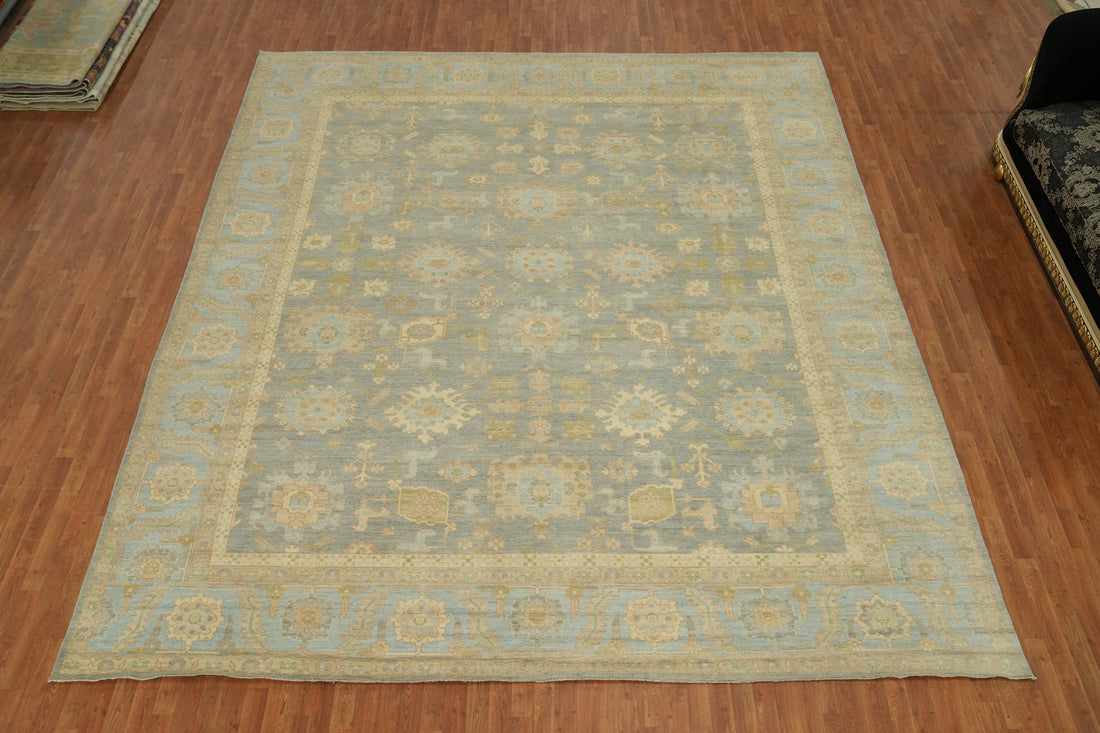 Vegetable Dye Wool Oushak Turkish Large Rug 12x14