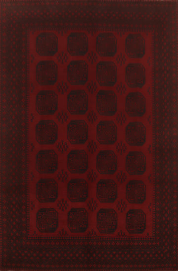 Elephant Foot Red Balouch Afghan Area Rug 8x11