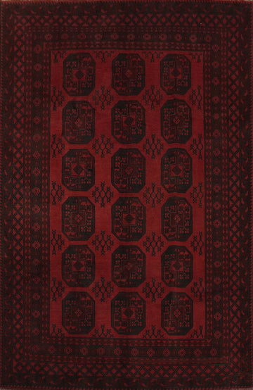 Elephant Foot Red Balouch Afghan Area Rug 7x9