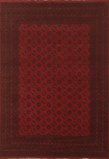 Red Geometric Balouch Afghan Area Rug 10x13