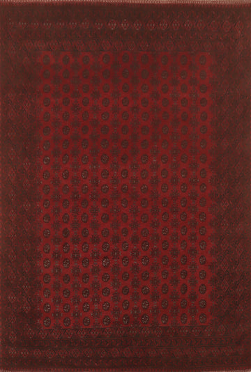 Red Geometric Balouch Afghan Area Rug 10x13