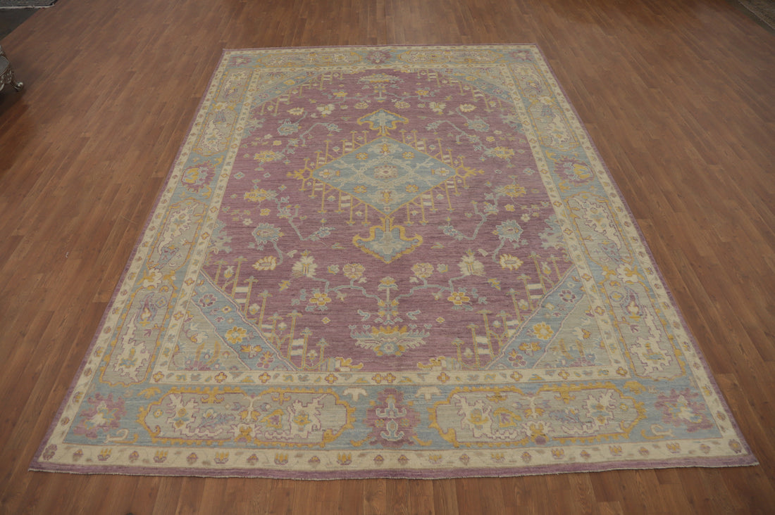 Vegetable Dye Wool Oushak Turkish Area Rug 9x12