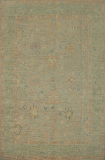 Vegetable Dye Wool Oushak Turkish Area Rug 9x12