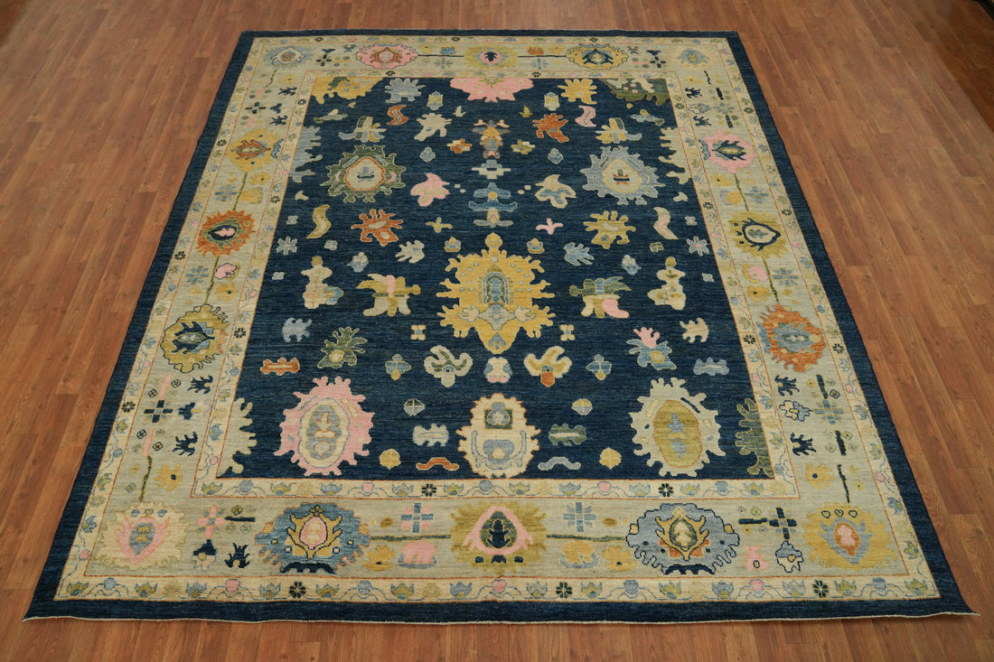 Handmade Blue Oushak Vegetable Dye Area Rug 8x10