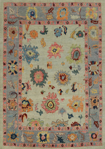 Vegetable Dye Wool Oushak Turkish Area Rug 8x10