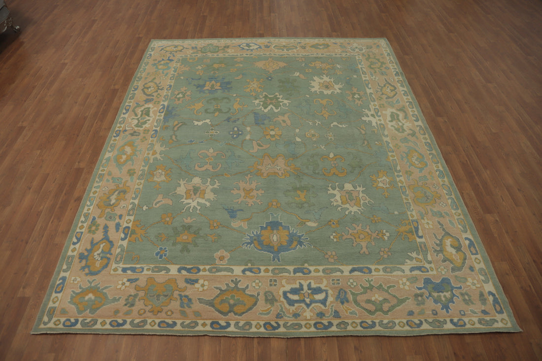 Vegetable Dye Green Oushak Turkish Area Rug 8x10