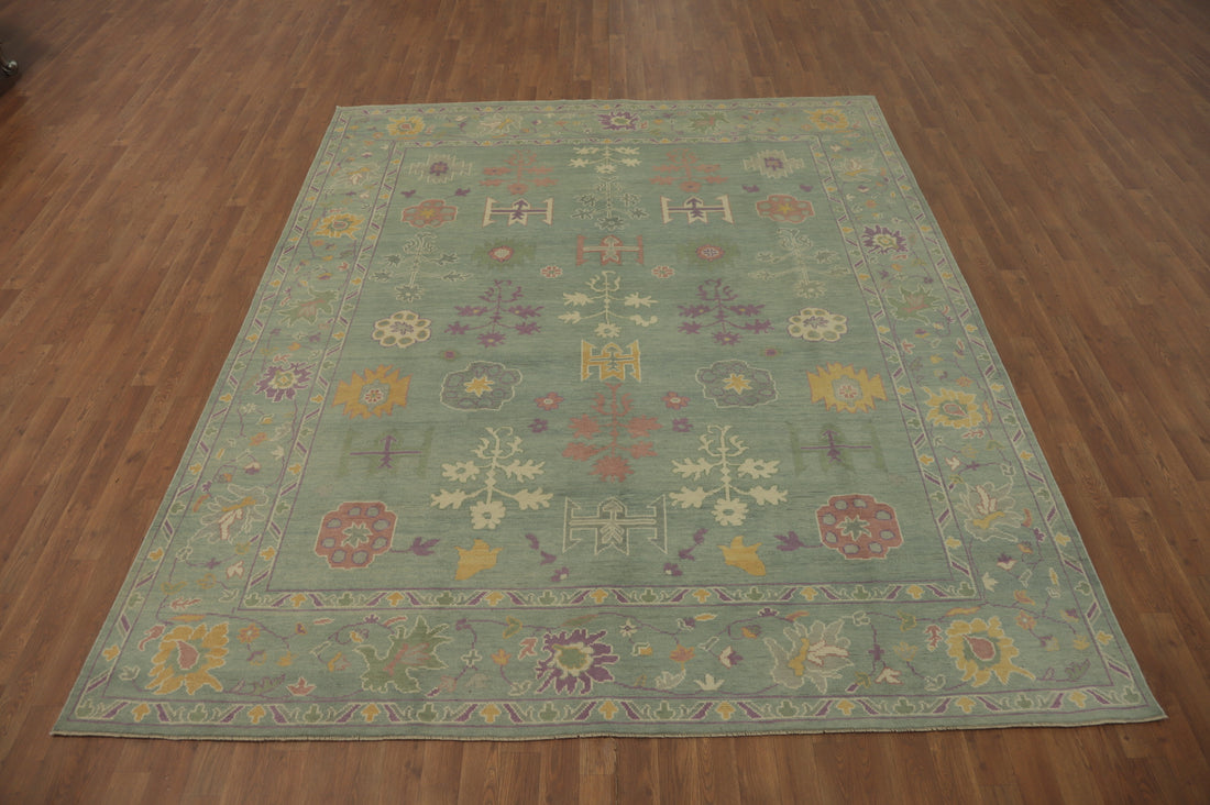 Handmade Green Oushak Vegetable Dye Area Rug 8x10