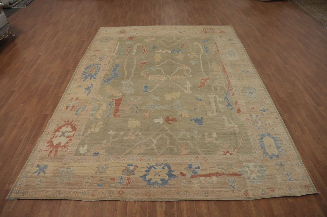 Vegetable Dye Wool Oushak Turkish Area Rug 9x12