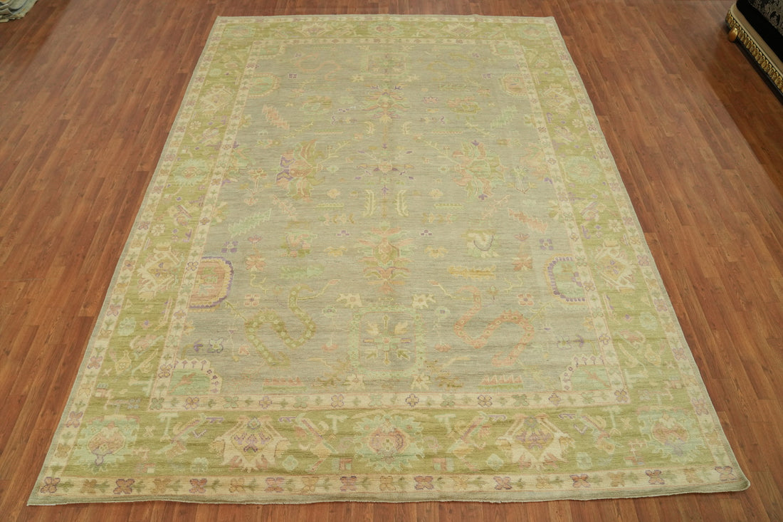 Vegetable Dye Wool Oushak Turkish Area Rug 9x12