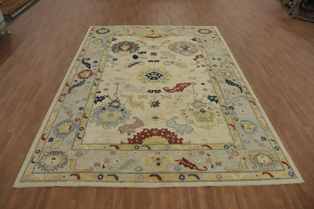 Vegetable Dye Wool Oushak Turkish Area Rug 9x12