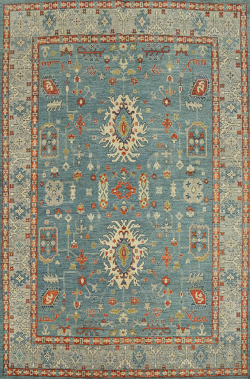 Vegetable Dye Wool Oushak Turkish Area Rug 9x12