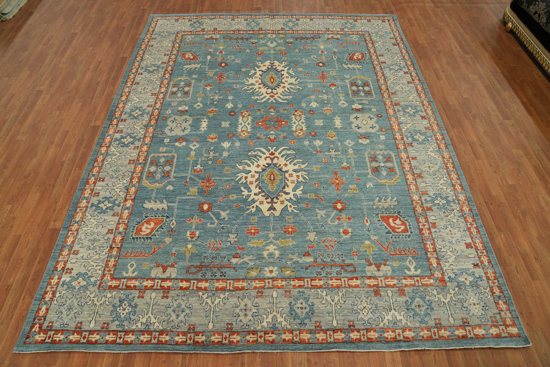Vegetable Dye Wool Oushak Turkish Area Rug 9x12