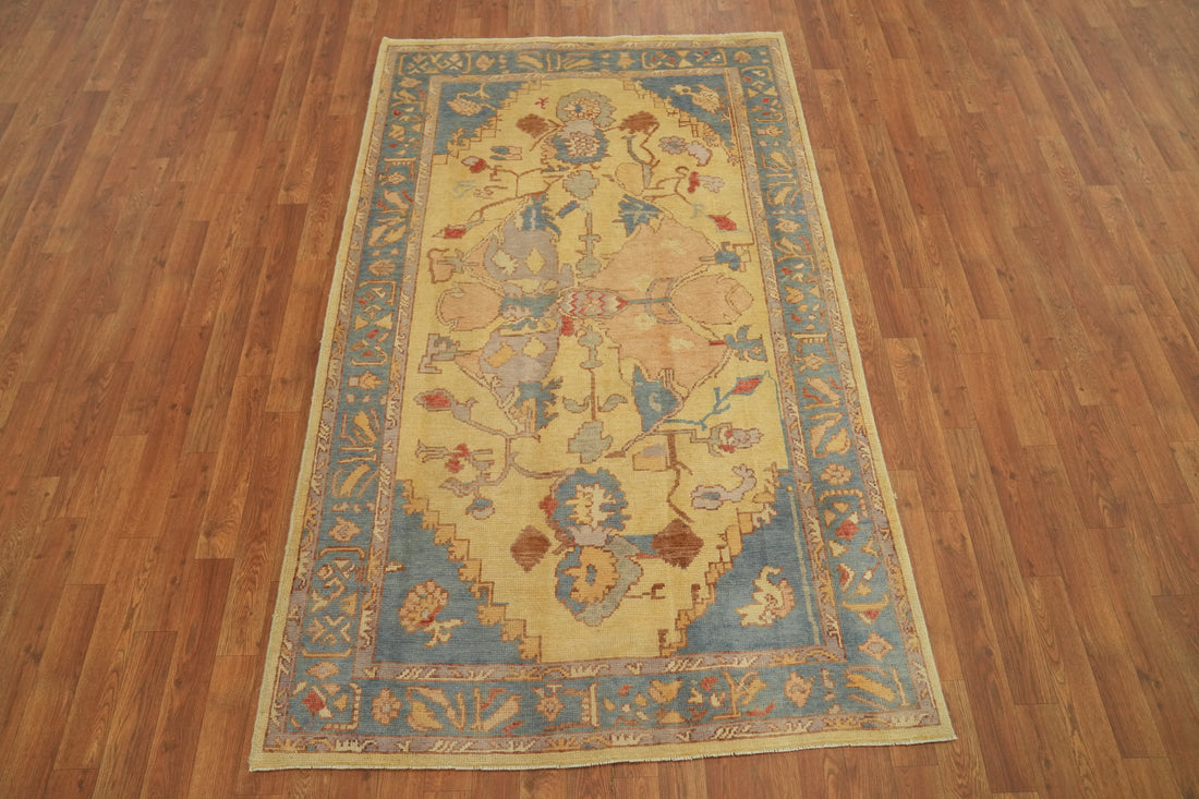 Vegetable Dye Yellow Oushak Turkish Rug 4x7