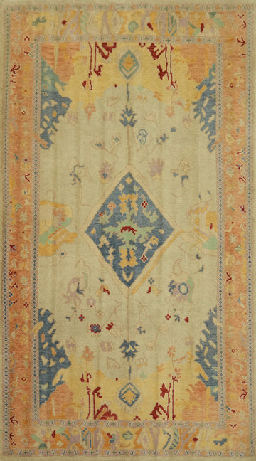 Vegetable Dye Wool Oushak Turkish Rug 4x7