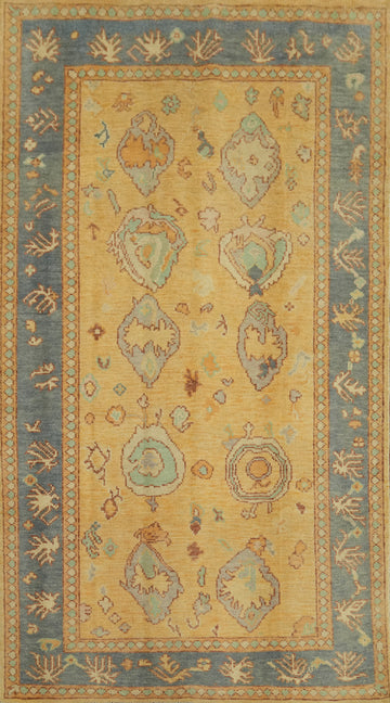 Vegetable Dye Wool Oushak Turkish Rug 4x7