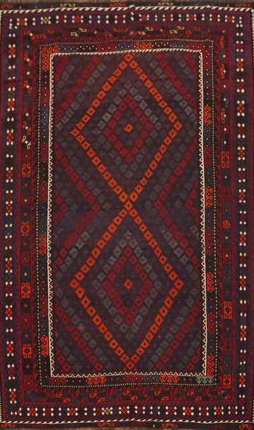 Geometric Wool Kilim Vegetable Dye Area Rug 9x13