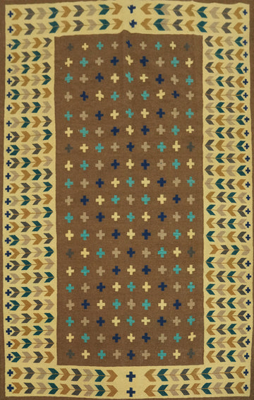 Brown Tribal Kilim Oriental Area Rug 8x11