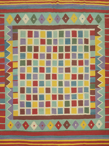Checkered Wool Kilim Oriental Area Rug 8x10