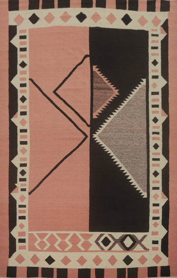 Pink Wool Kilim Oriental Area Rug 8x12
