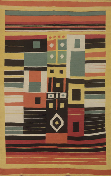 Striped Wool Kilim Oriental Area Rug 6x9