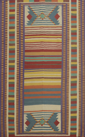 Striped Wool Kilim Oriental Area Rug 7x10