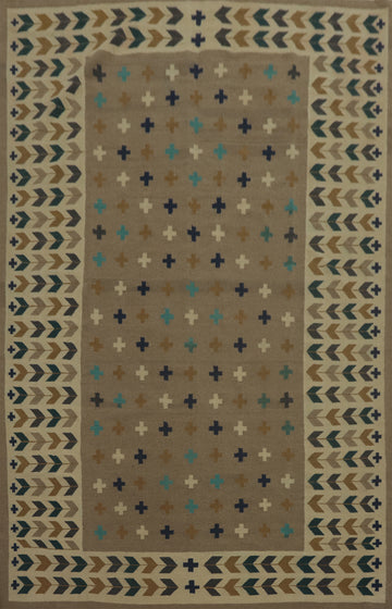 Brown Wool Tribal Kilim Oriental Area Rug 8x12