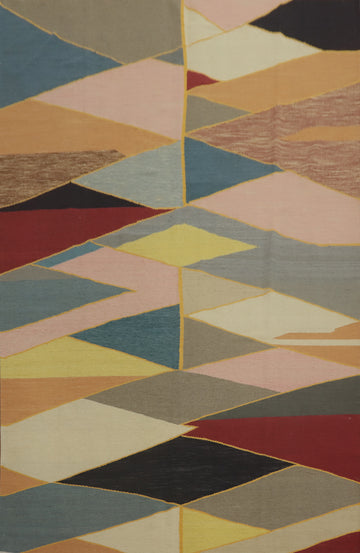 Vegetable Dye Kilim Modern Area Rug 7x10