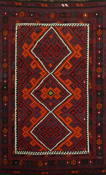 Geometric Kilim Vegetable Dye Area Rug 8x13