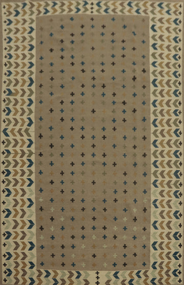 Brown Wool Kilim Oriental Area Rug 10x13