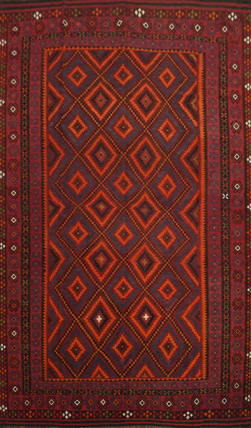 Trellis Wool Kilim Vegetable Dye Area Rug 8x13