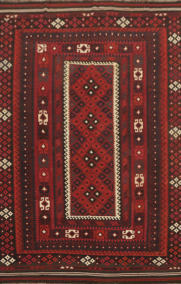 Geometric Kilim Vegetable Dye Area Rug 7x11
