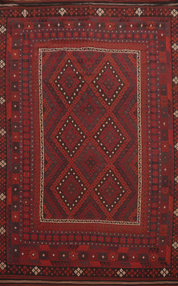 Geometric Kilim Vegetable Dye Area Rug 9x13