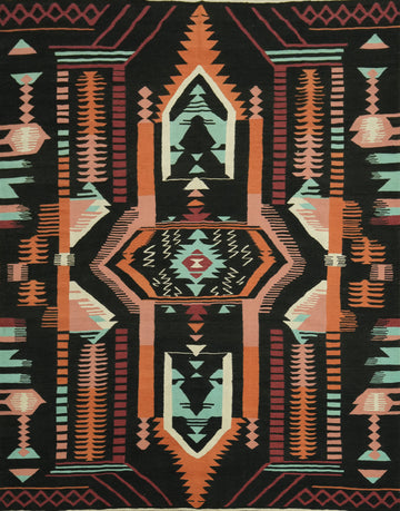 Black Geometric Kilim Oriental Area Rug 8x10
