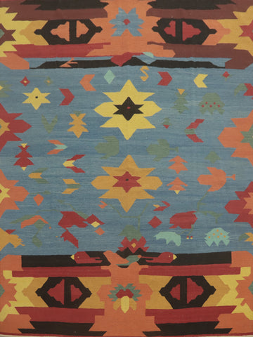 Flat Weave Blue Kilim Oriental Area Rug 8x10