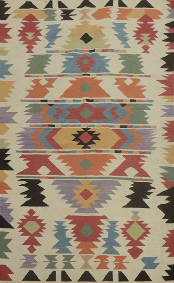 Flat Weave Wool Kilim Oriental Area Rug 5x8